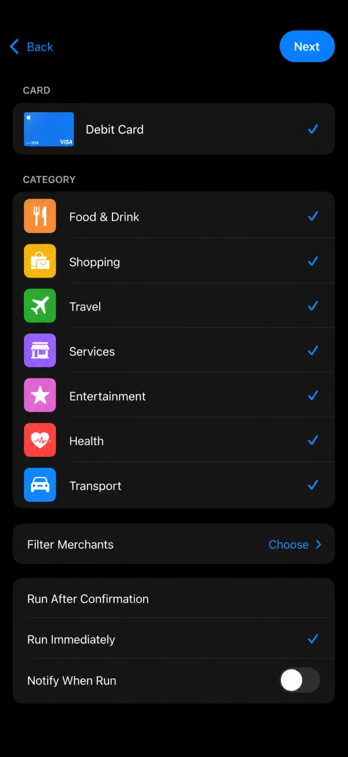 Shortcuts app, step 3