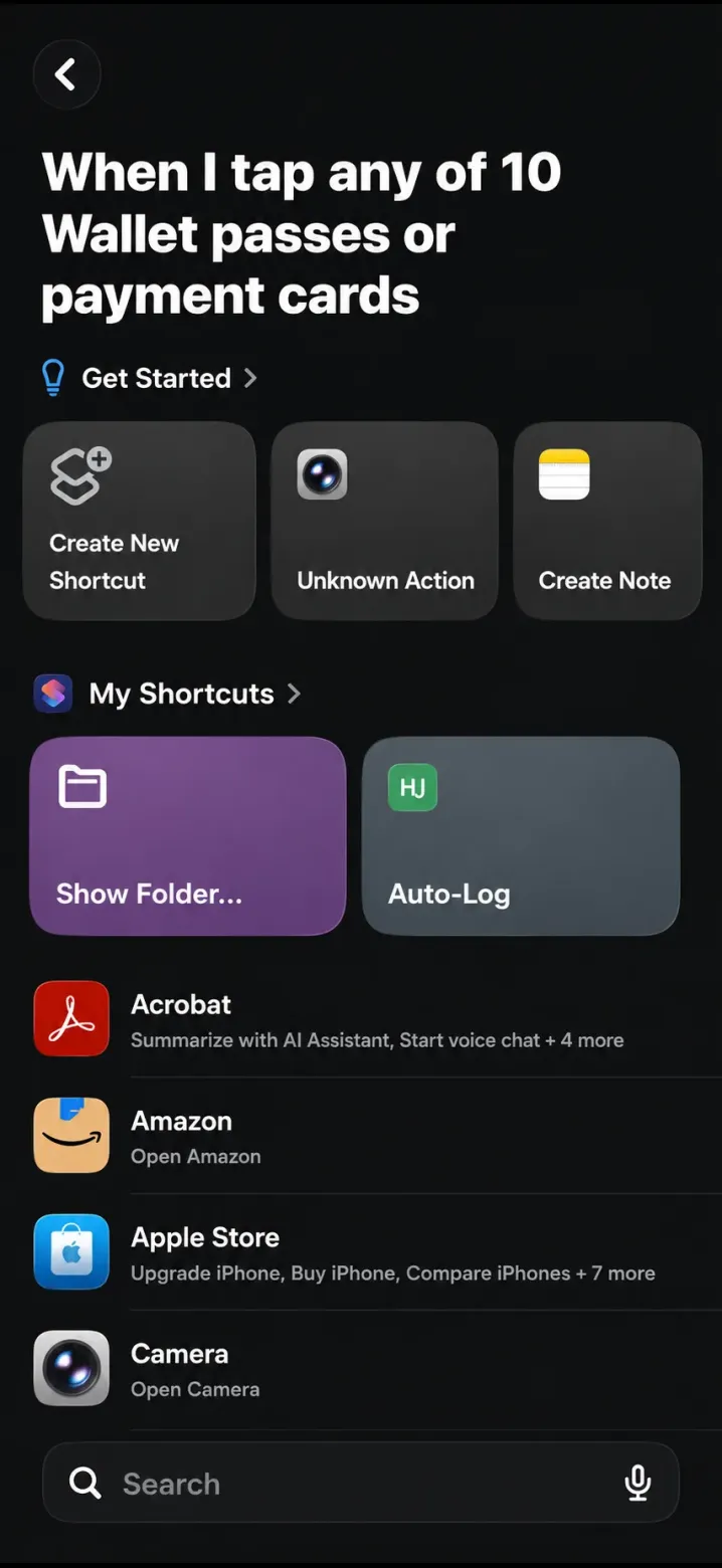 Shortcuts app, step 4